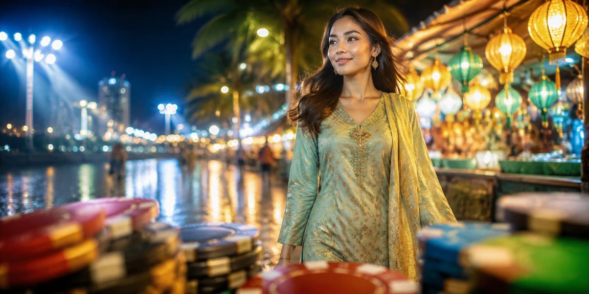 Suasana kasino hiburan Malaysia semasa Hari Raya dengan permainan roulette di a6x